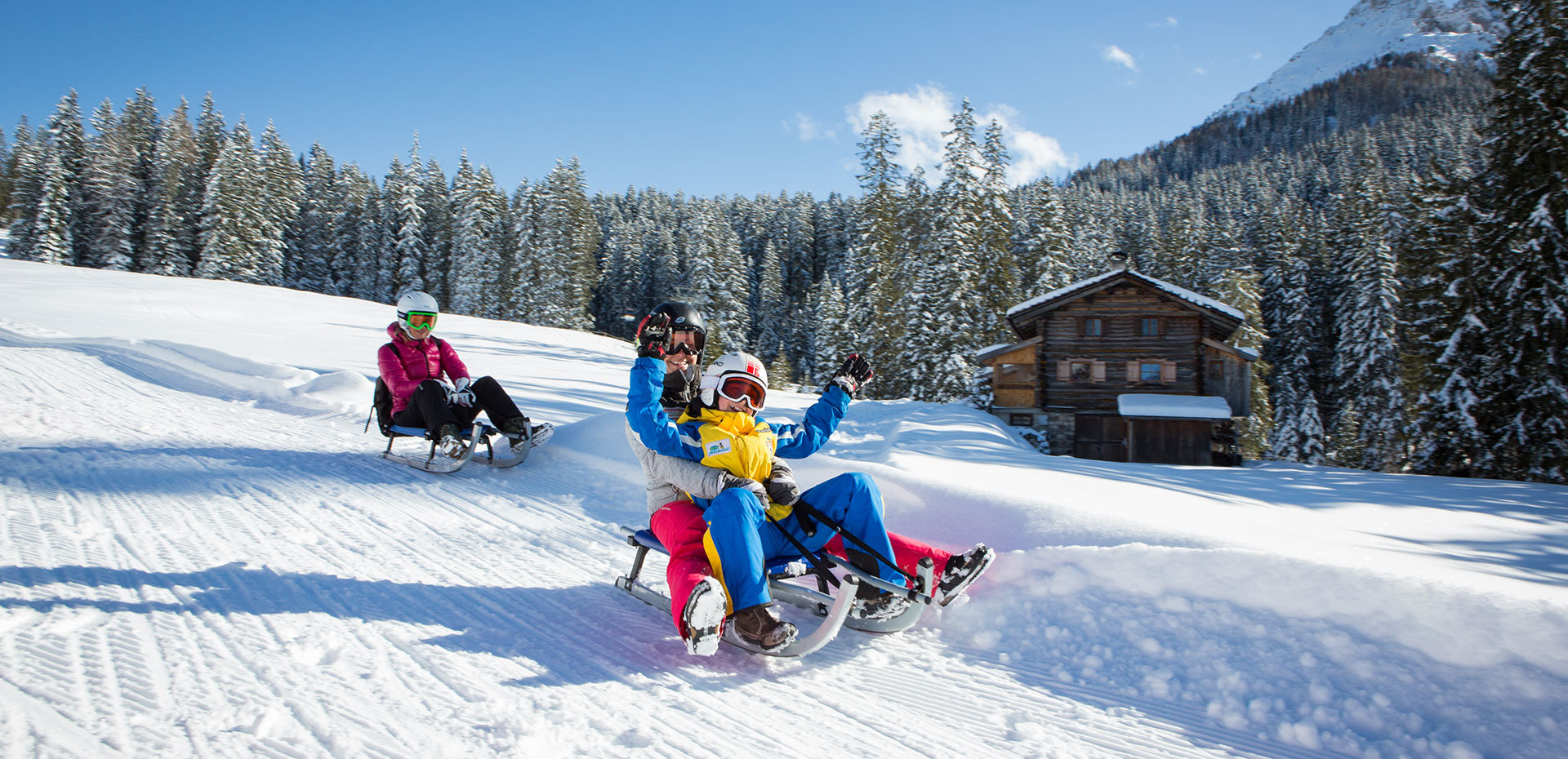 Tobogganing in the Carezza Dolomites